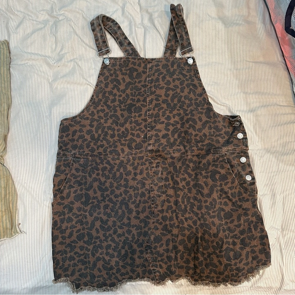 Leopard Print Overall Dress